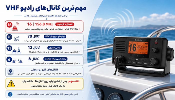 مهم‌ترین کانال‌های رادیو VHF
